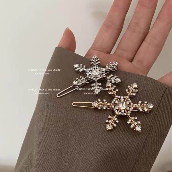 2 stk. Rhinestone Snøfnugg Hårklips Krystaller Hårnåler Legering B