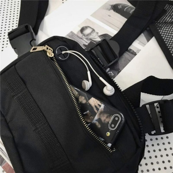 Miesten ja naisten rintavyölaukku Hip Hop Streetwear vyölaukku säädettävä rinta
