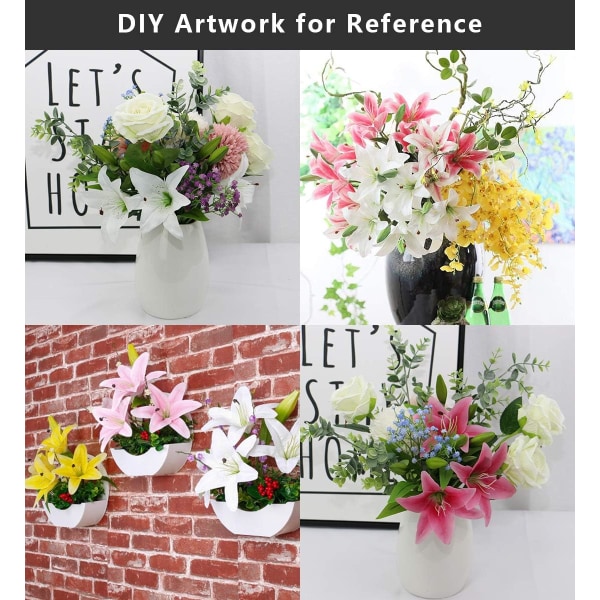 6 Kunstige Liljer Bulk Blomsterbuketter, PU Real Touch Falske Flow