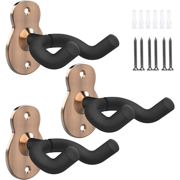 Gitarrväggfäste 3-pack, rödbrons - krokfäste - elgitarr