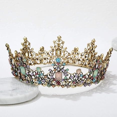 Barock drottningkrona med ädelstenar – bröllopskrona med strass och krona