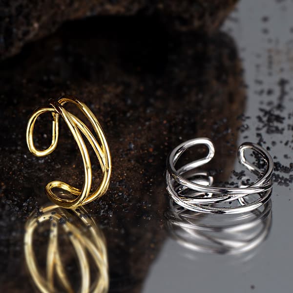 925 Sterling Sølv Åpne Justerbare Ringer for Kvinner Menn Stackable