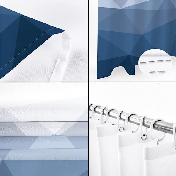 Blå gradient dusjforheng for bad | Polyestermaterial 180cmx