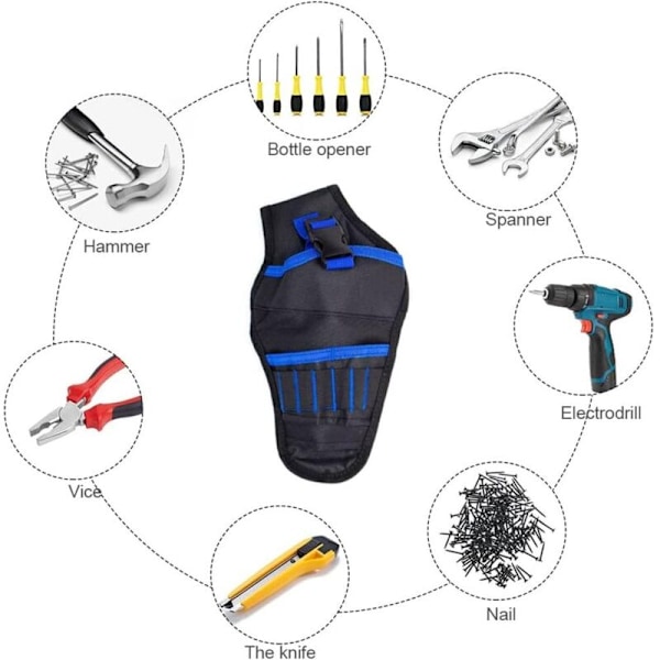(Sininen) Työkaluvyö Työkaluvyö Nahkainen työkaluvyö täydellinen työkalulaatikko työkalu