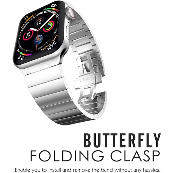 Metal Stainless Steel Link Band Kompatibel med Apple iWatch Serie 8/