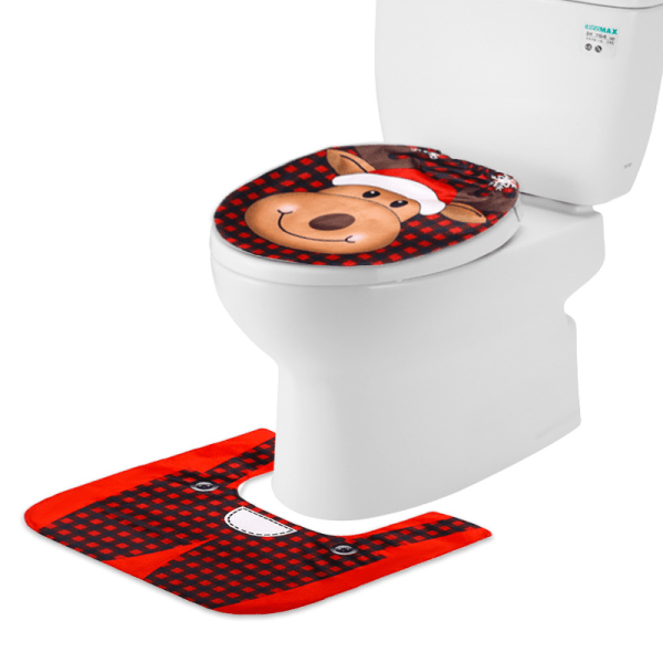 Set med 2 älg juldekorationer för toalettlock, tomte toalett M