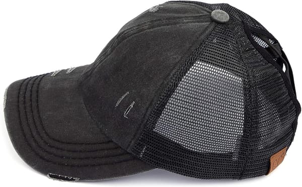 Messy High Bun Ponytail Justerbar Glitter Mesh Trucker Baseballkeps