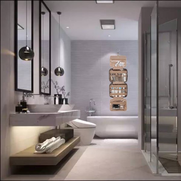 27,9 x 18,8 x 7,6 cm Svart sammenleggbar toalettveske Bærbar kosmetikk