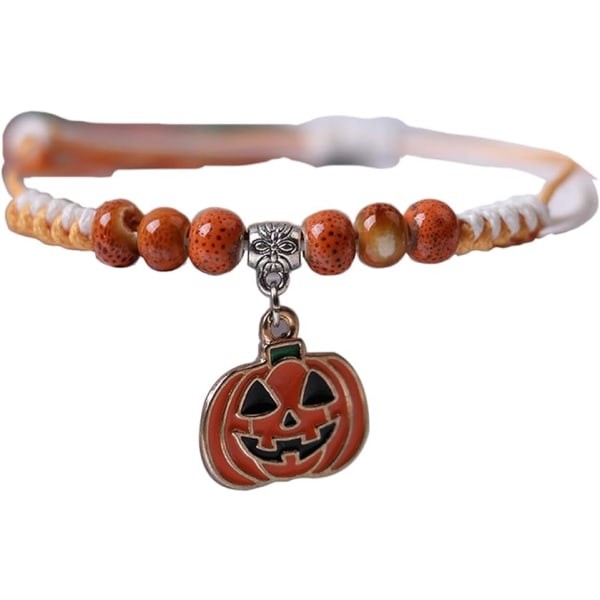 Halloween Pumpa Flätad Armband Söt Pumpa Hänge Smycken Pärlor Dai