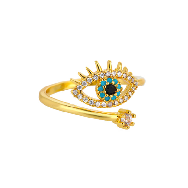 Lucky Turkish Blue Evil Eye Rings For Women Open Justerbar Stain