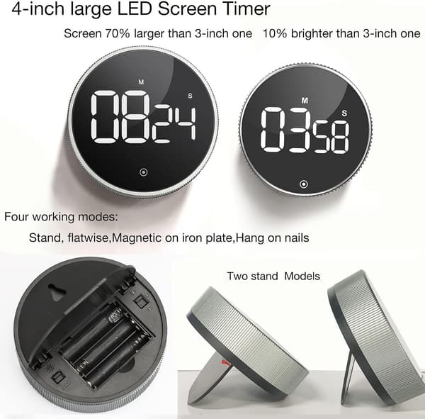 3 tommer lærer klasse timer, stor magnetisk digital køkken timer,