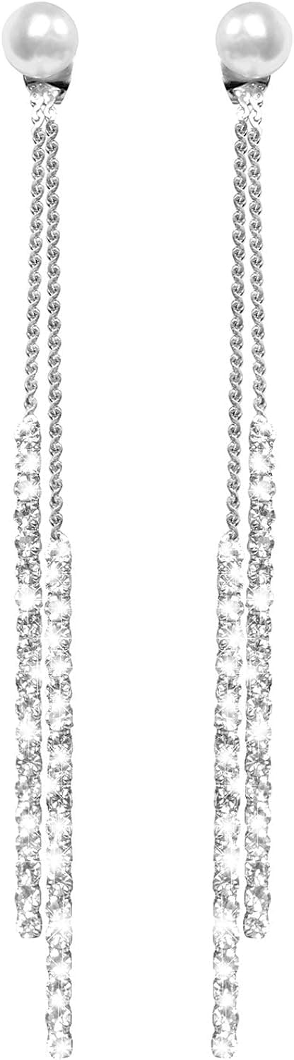 Moderne Sterling Sølv Bling Design Lange Dangle Drop Hypoallerge