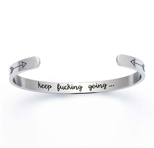 Rustfrit stål åbent armbånd inspirerende bogstaver titanium st