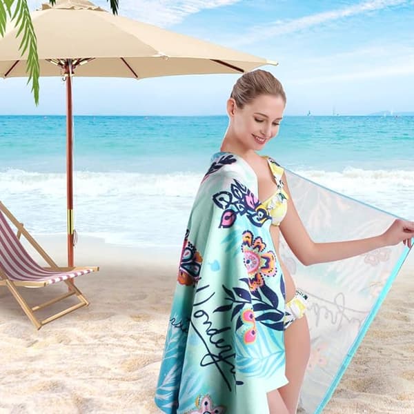 Strandhåndklæde, Oversized Mikrofiber Strandhåndklæder til Rejser, Hurtig