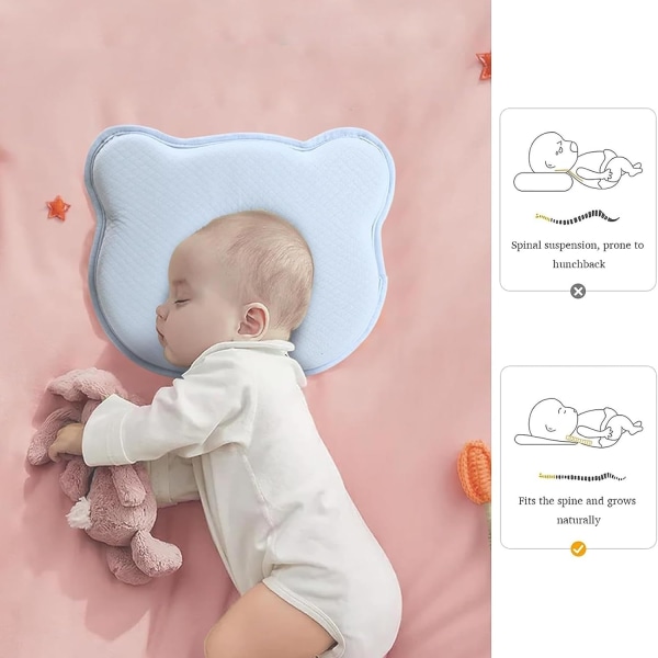 Gul pute for barn, Memory Foam Reisepute, Baby Hodeform, C