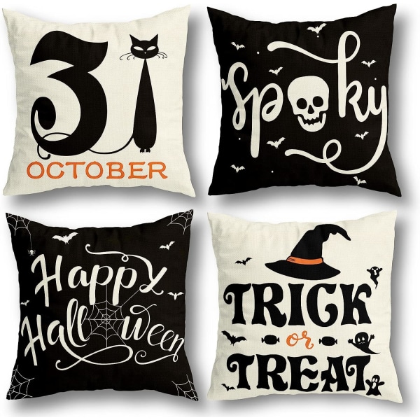 Halloween Decorations -tyynynpäälliset, 4 set Halloween-sisustukseen