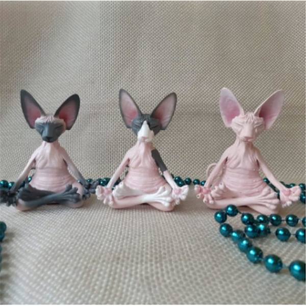 Sphynx katt meditere samleobjekter Zen Yoga avslappet positur B
