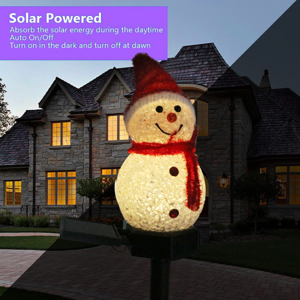 Solar Garden Lights Led Christmas Lawn Snowman Plug Lights Waterp