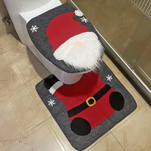 Sæt med 2 grå juledekorationer til toiletkumme, julemandstoilet