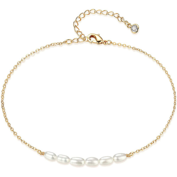 Pärl fotlänk handgjord delikat boho strand söt fotlänk justerbar
