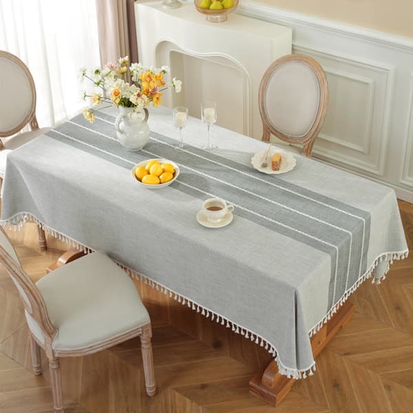 1 stk. Grå bomuldslinned rektangulær dug, 90x90 cm, moderne, f