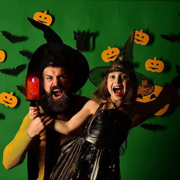 2 stk. Halloween græskarformet LED-lys med knapbatteri H