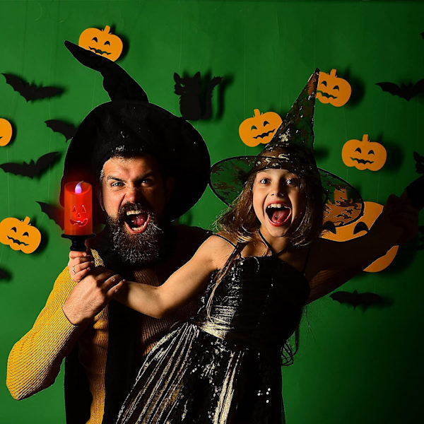2 stk Halloween Gresskar Form Led Lys med Knapp Batteri H