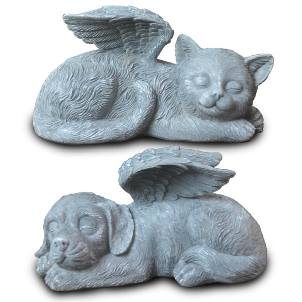 Dog Angel Pet Memorial Statue, Resin Sleeping Dog Memorial Statue
