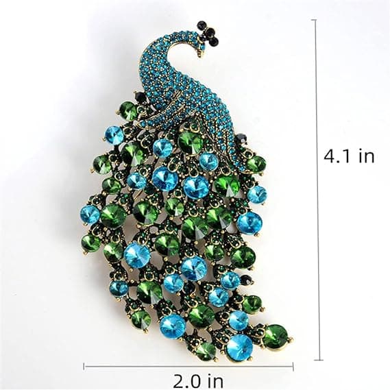 Rhinestone Påfågel Brosch Pin för Kvinnor Flickor Mode Utsökt E