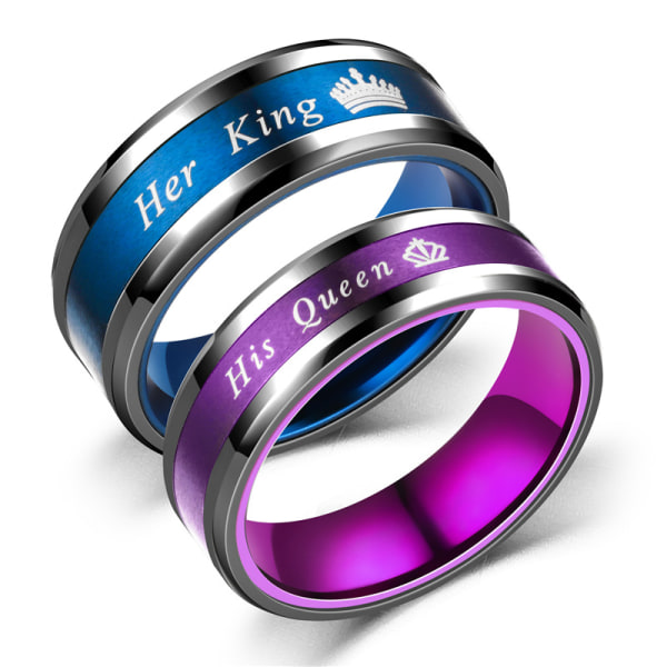 Matchande kung och drottning par ringar set bröllop förlovningsband