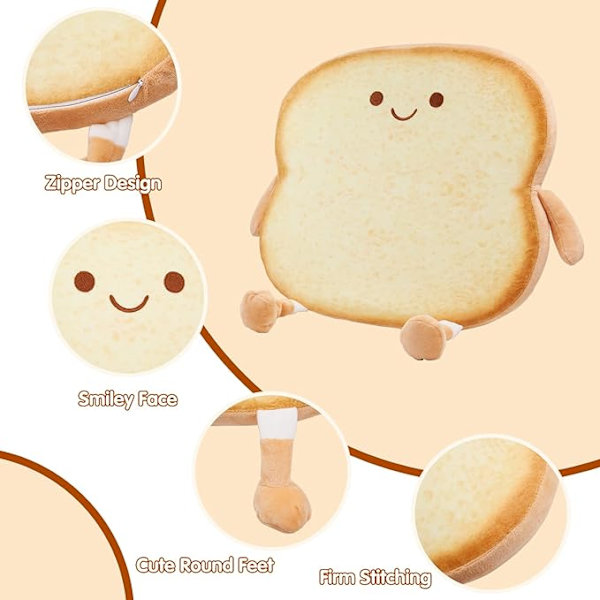 Toast Sittepute Søt Stol Puter Pads Memory Foam med Remova