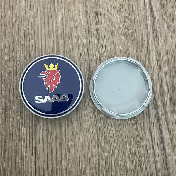 Blå Saab 63MM 4-pak Saab Silver Hub Caps, One Size