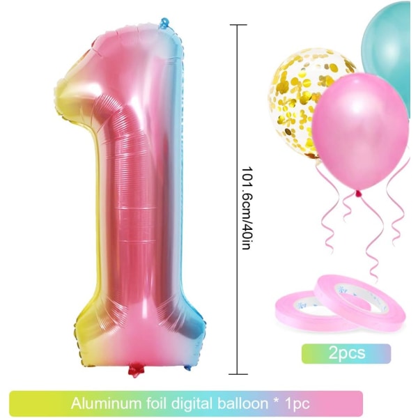 1 år gammel jente bursdag ballong, 1. bursdag, rosa nummer 1 ballong