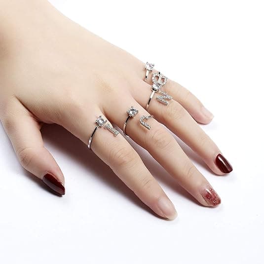 2PC/Set Initial Letter Alphabet Knuckle Rings A-Z Sølv og Gull