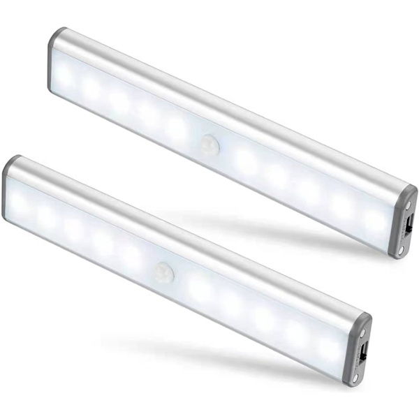 Ett set med 2 10 LED-lampor, trådlösa, USB-laddning, magnetiska, rörelse