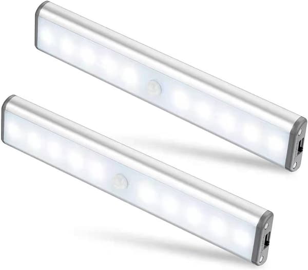 Set med 2 10 LED-lampor, trådlösa, USB-uppladdningsbara, magnetiserade, Mo