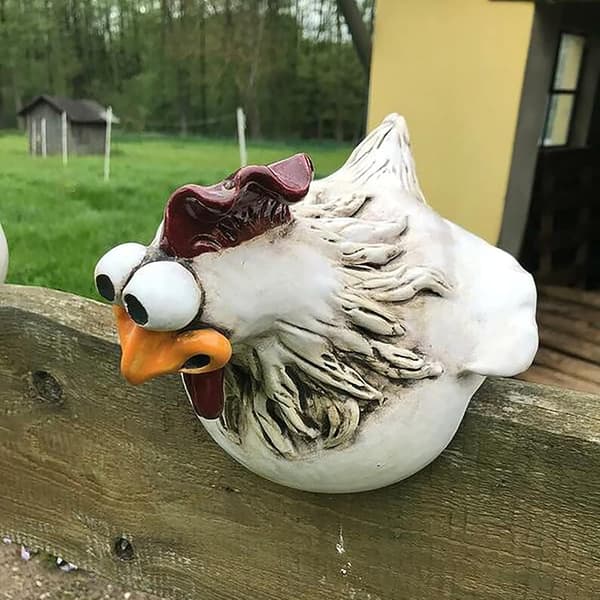 3PAK - Sjov kyllingehegnsdekoration Statuer til have trapper,