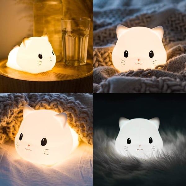 LED Nattlampa för barn, Söt Katt Mjuk Silikon Baby Nursery Lamp-US