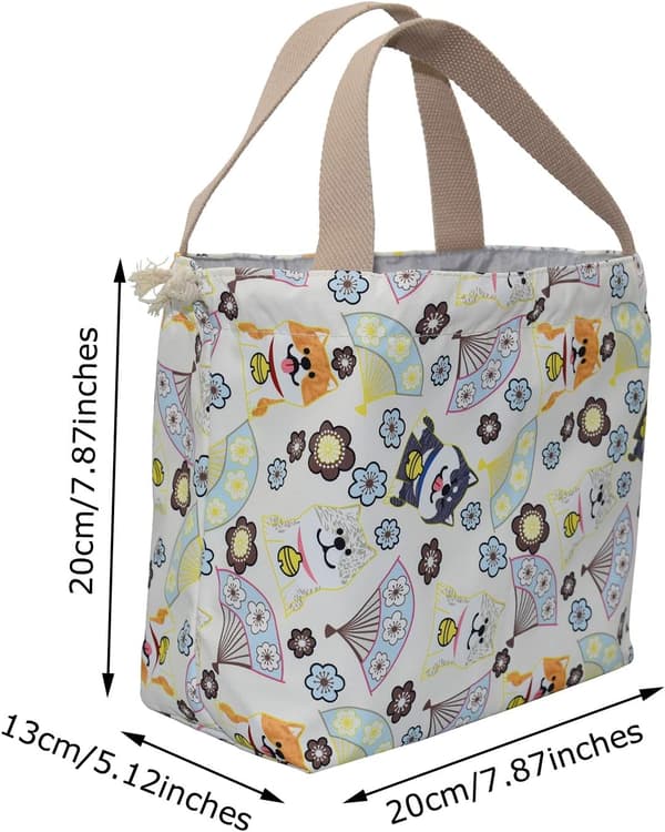 Mini Lunsj Tote Pouch Gjenbrukbar Liten Søt Lunsjpose med Snøring
