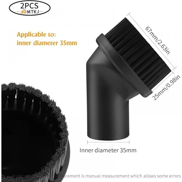 2-pack dammborste - 35 mm dammborste av hög kvalitet för dammsugare