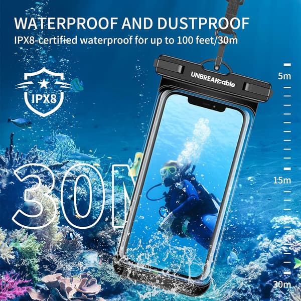Vanntett posepose 2-pakker [Opptil 7\"] - IPX8 vanntett telefon