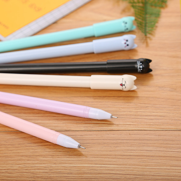 12 stk. søde kattepenne 0,5 mm gel kawaii penne sorte kuglepenne Ja