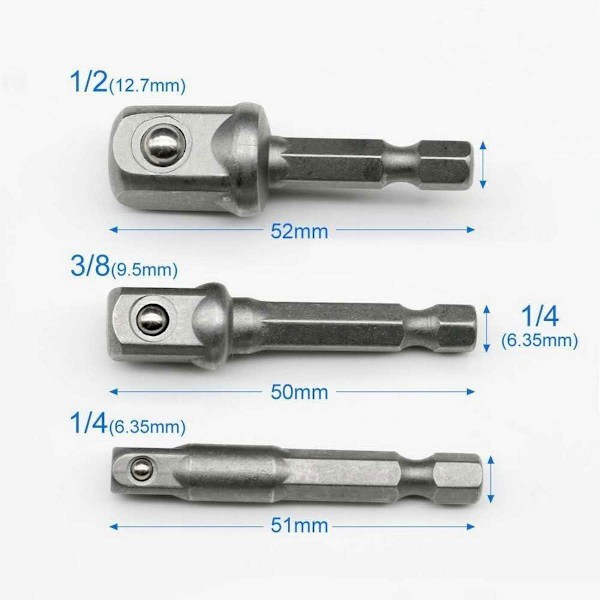 8 st 1/4\" 3/8\" 1/2\" magnetisk bitshållare skruvmejsel förlängning