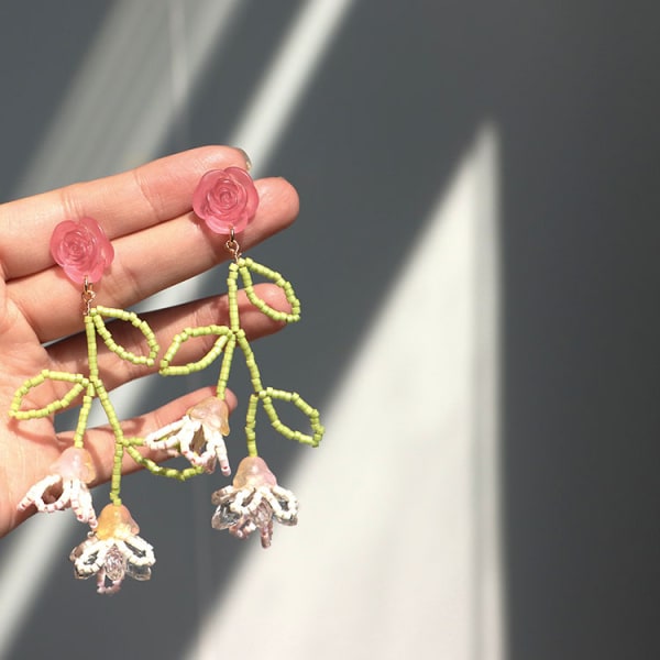 Seed Bead Drop Dangle Örhängen för Kvinnor Flickor, Boho Statement H