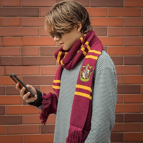 Harry Potter skjerf - Mykt klassisk vinterstrikket skjerf Gryffindor