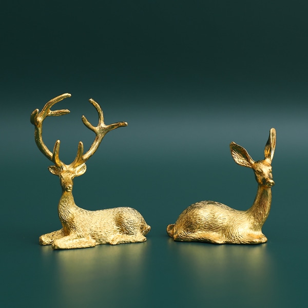 2 stk. Noble Couple Deer Statue Hjemmedekor Samleobjekt Dyr Elg