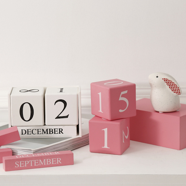 Nostalgisk Chic Retro Kreativ Träkub Daglig Evighetskalender