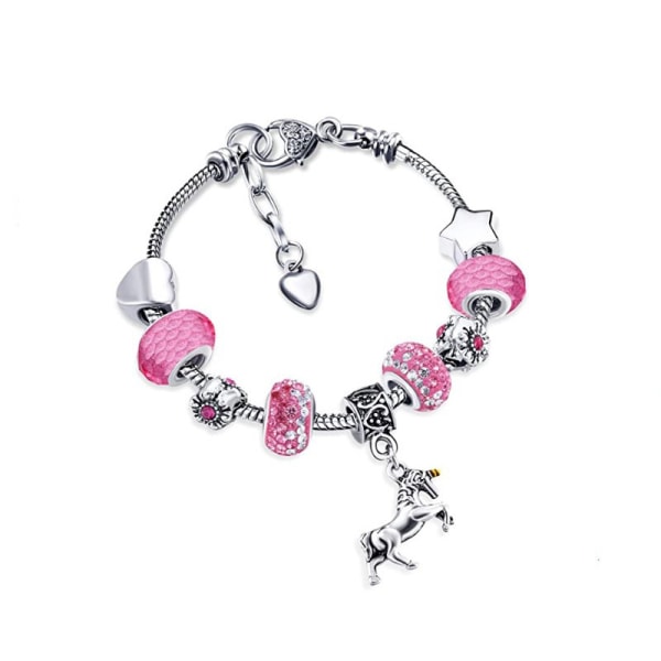 Unicorn Sparkly Crystal Charm Bracelet Bangle Set for Girl Lady