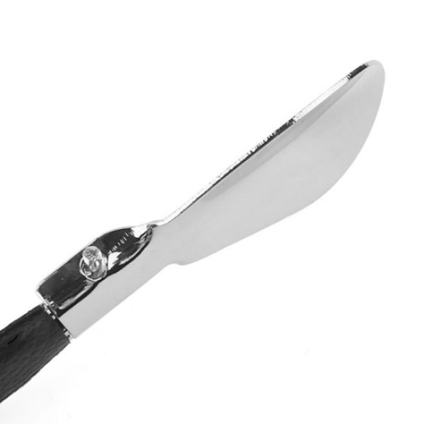 1pc Collapsible stainless steel shoehorn with synthetic leather w