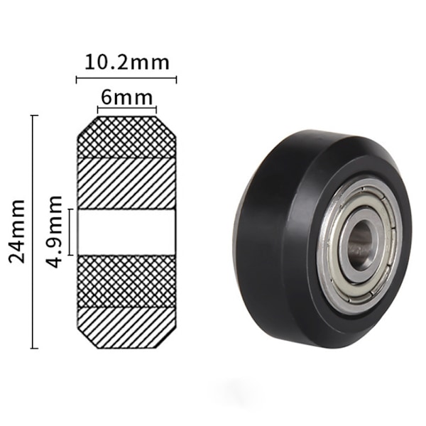 12 stk. store plastikhjul med lejer til 3D-printer, kompatibel